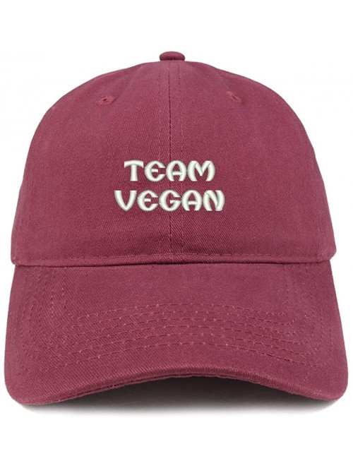 Baseball Caps Team Vegan Embroidered Low Profile Brushed Cotton Cap - Maroon - CX188T8T7XK $21.57