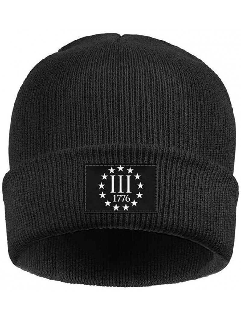 Skullies & Beanies Beanie Hat Three Percenter 1776 Symbol Winter Soft Thick Warm Casual Knit Hat- Men and Women - Black-160 -...