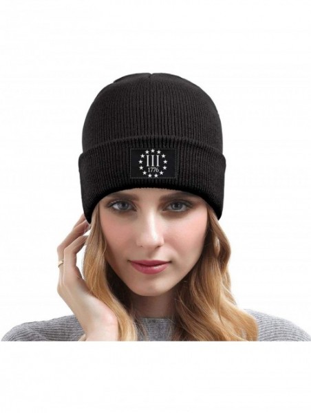 Skullies & Beanies Beanie Hat Three Percenter 1776 Symbol Winter Soft Thick Warm Casual Knit Hat- Men and Women - Black-160 -...