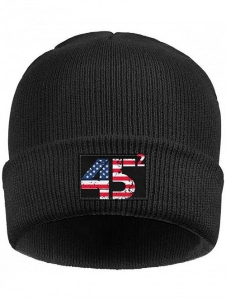 Skullies & Beanies Unisex Knit Hat Trump 45 Squared 2020 Second Presidential Term Warm FashionKnit Caps - Black-26 - CC18A2LE...