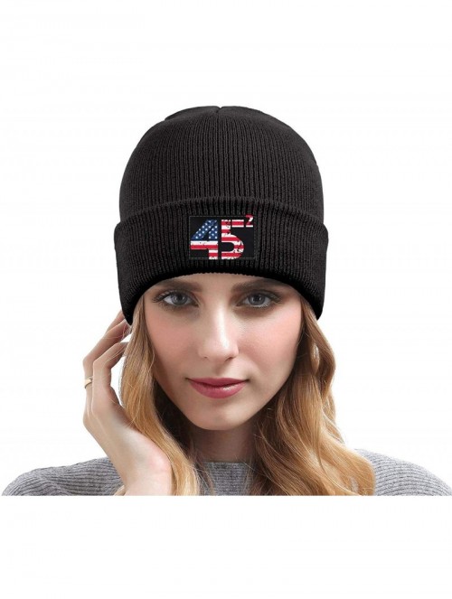 Skullies & Beanies Unisex Knit Hat Trump 45 Squared 2020 Second Presidential Term Warm FashionKnit Caps - Black-26 - CC18A2LE...