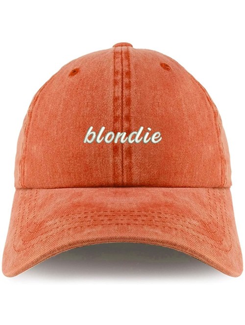 Baseball Caps Blondie Embroidered Pigment Dyed Unstructured Cap - Orange - CL18D4QNE3O $19.94
