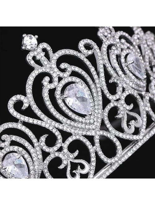 Headbands Queen Princess Tiara Crown Luxury AAA Zircon Rhinestone Wedding Bridal Headband(A1153) - Silver - CN185U2RYQH $46.04