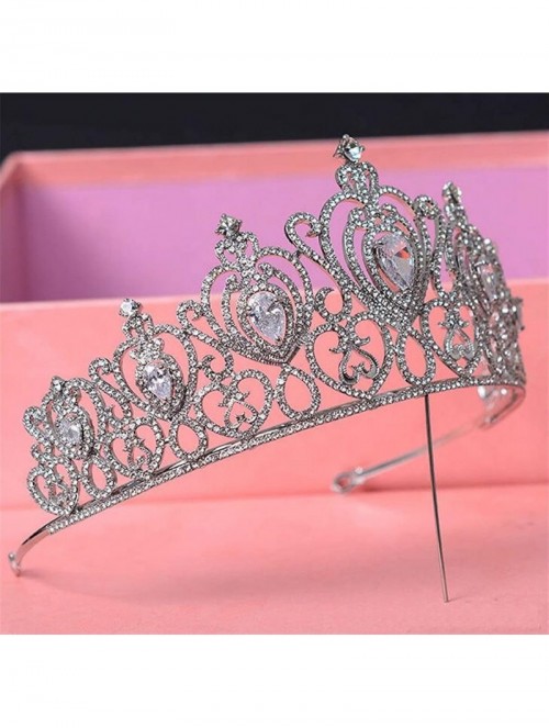 Headbands Queen Princess Tiara Crown Luxury AAA Zircon Rhinestone Wedding Bridal Headband(A1153) - Silver - CN185U2RYQH $46.04