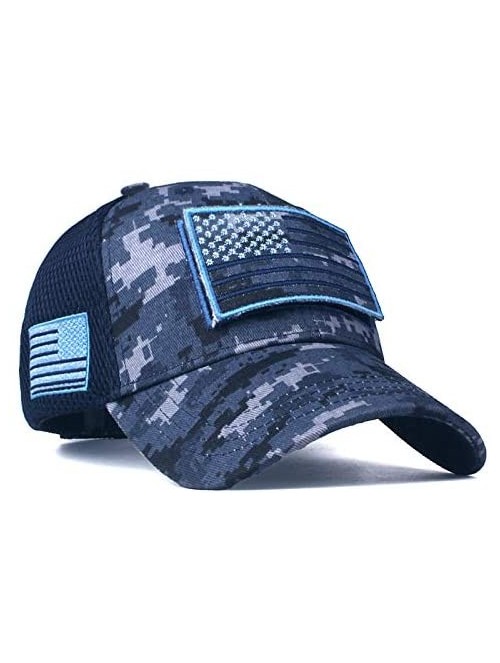 Baseball Caps Baseball Cap Low Profile American USA Flag Hat Adjustable Camo Mesh Unisex Caps - Sea Camo - CX18R4TNY2H $11.94