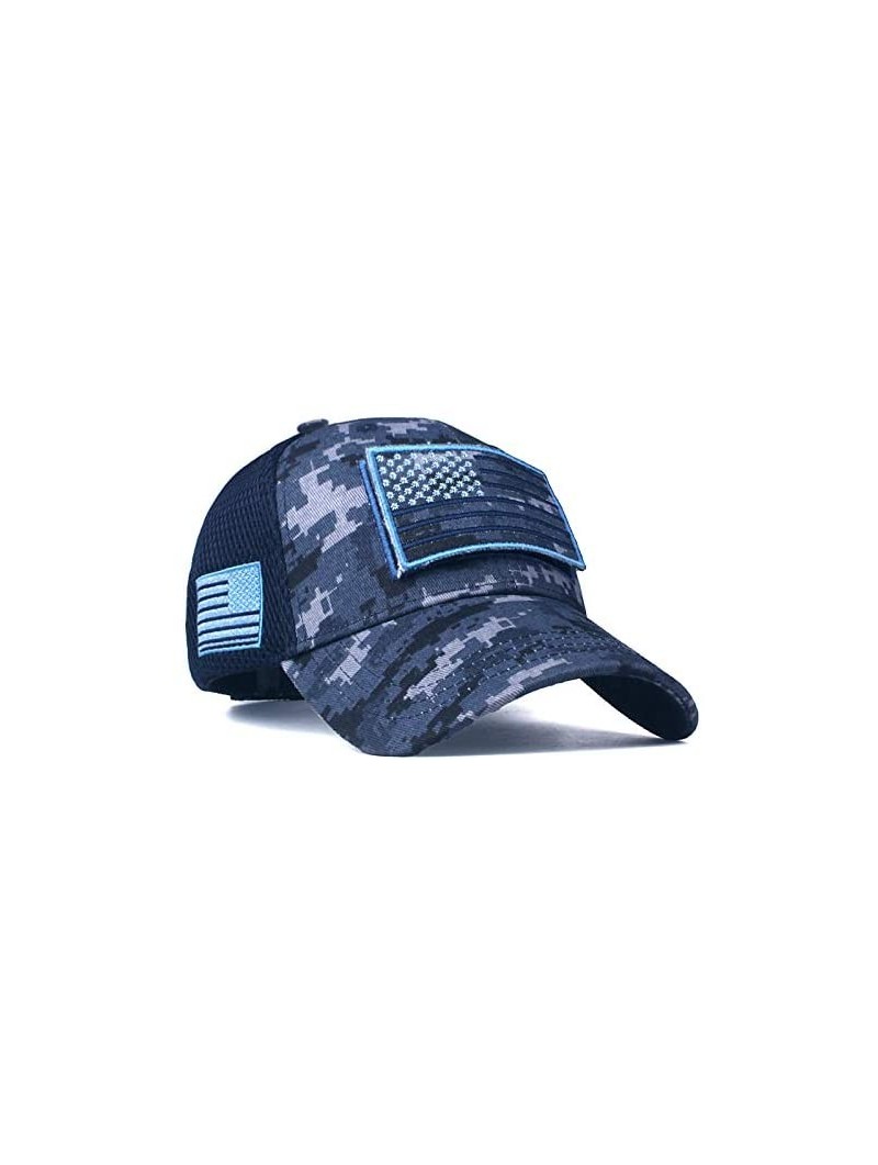 Baseball Caps Baseball Cap Low Profile American USA Flag Hat Adjustable Camo Mesh Unisex Caps - Sea Camo - CX18R4TNY2H $11.94