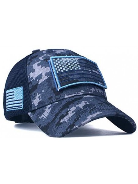 Baseball Caps Baseball Cap Low Profile American USA Flag Hat Adjustable Camo Mesh Unisex Caps - Sea Camo - CX18R4TNY2H $11.94