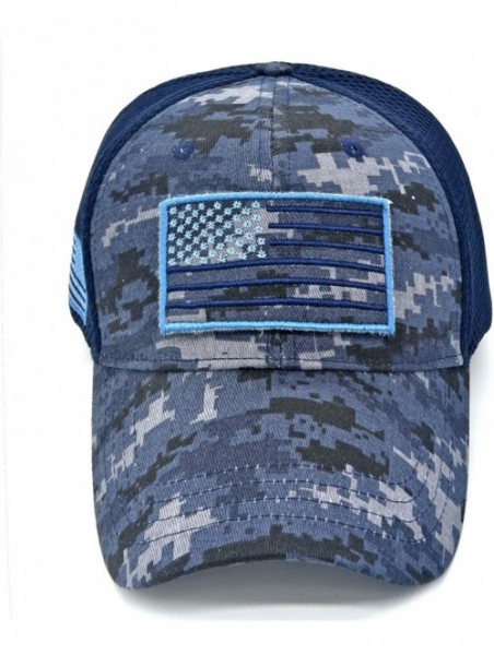 Baseball Caps Baseball Cap Low Profile American USA Flag Hat Adjustable Camo Mesh Unisex Caps - Sea Camo - CX18R4TNY2H $11.94