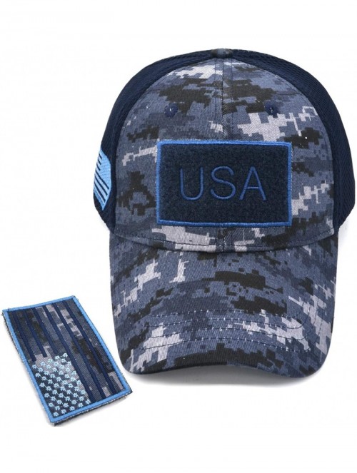 Baseball Caps Baseball Cap Low Profile American USA Flag Hat Adjustable Camo Mesh Unisex Caps - Sea Camo - CX18R4TNY2H $11.94