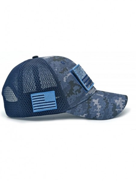 Baseball Caps Baseball Cap Low Profile American USA Flag Hat Adjustable Camo Mesh Unisex Caps - Sea Camo - CX18R4TNY2H $11.94