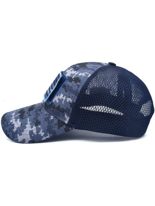 Baseball Caps Baseball Cap Low Profile American USA Flag Hat Adjustable Camo Mesh Unisex Caps - Sea Camo - CX18R4TNY2H $11.94