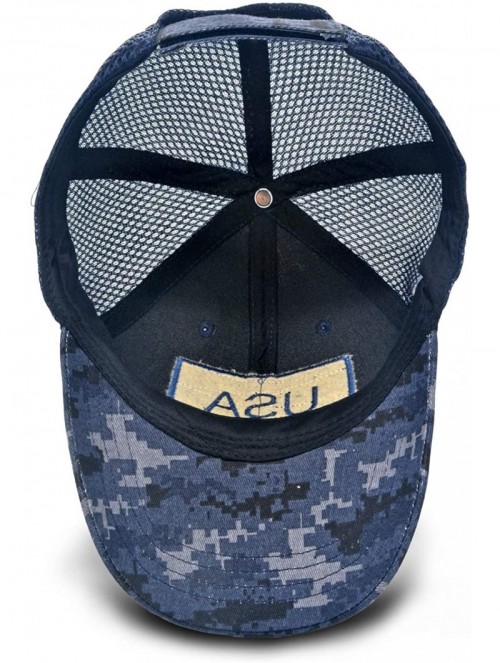 Baseball Caps Baseball Cap Low Profile American USA Flag Hat Adjustable Camo Mesh Unisex Caps - Sea Camo - CX18R4TNY2H $11.94