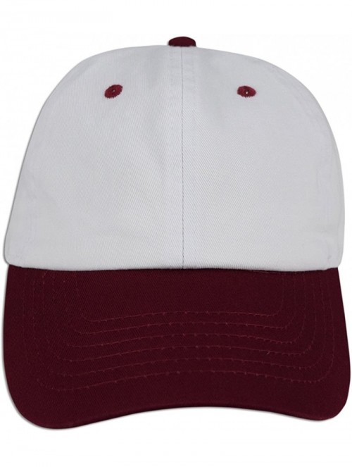 Baseball Caps Dad Hat Pigment Dyed Two Tone Plain Cotton Polo Style Retro Curved Baseball Cap 1200 - White / Burgundy - CJ18E...