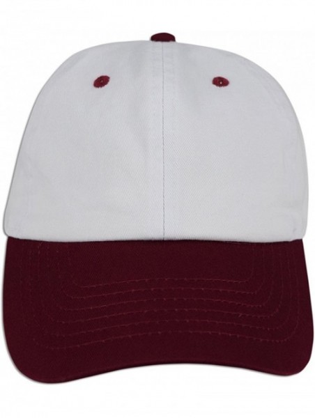 Baseball Caps Dad Hat Pigment Dyed Two Tone Plain Cotton Polo Style Retro Curved Baseball Cap 1200 - White / Burgundy - CJ18E...