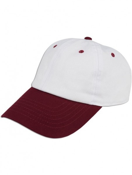 Baseball Caps Dad Hat Pigment Dyed Two Tone Plain Cotton Polo Style Retro Curved Baseball Cap 1200 - White / Burgundy - CJ18E...