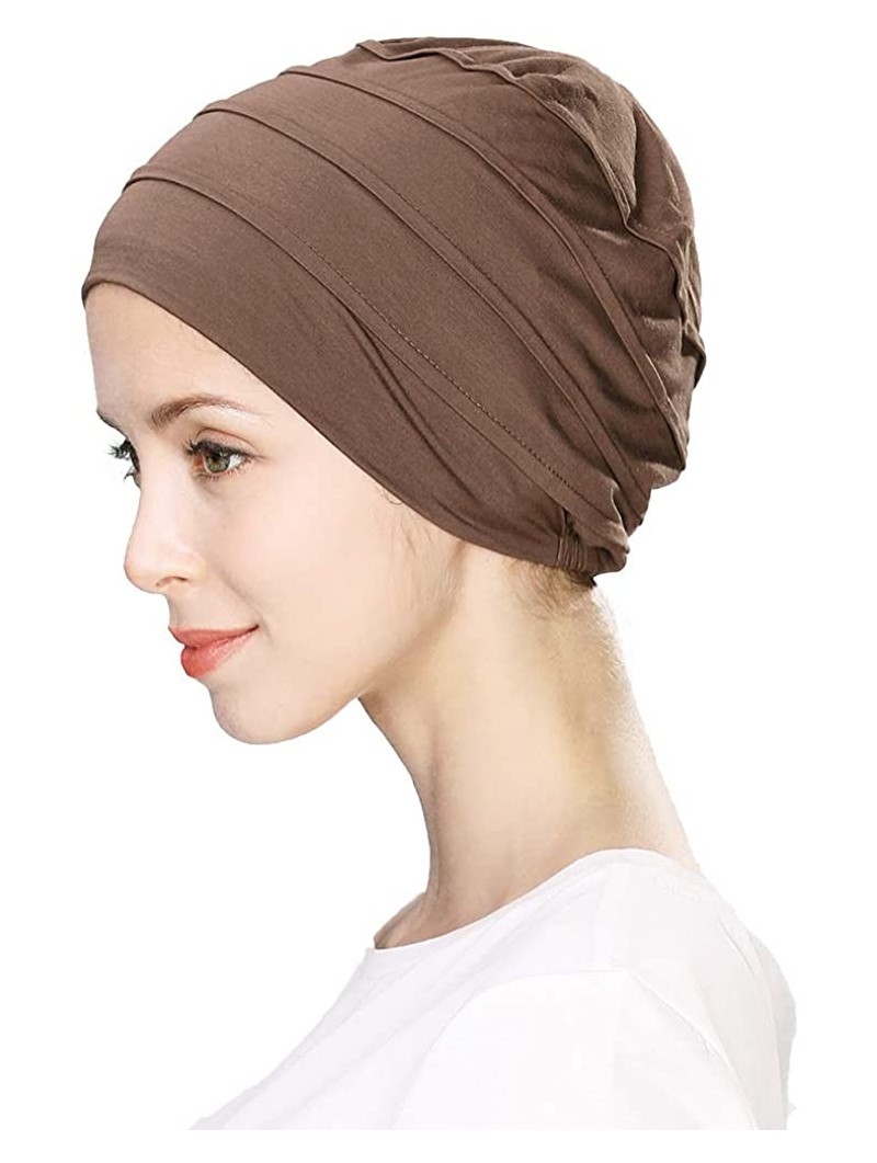 Skullies & Beanies Headwrap Cover Sleep Cap for Women Patient Chemo Scarf Soft Stretch Breathable - 99047_coffee - CN18IHEM3T...