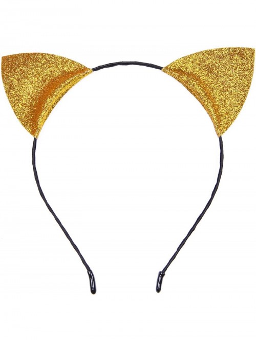 Headbands Christmas Headband Glitter Antlers Cat Ears Holiday Cosplay Party Costume - A - Gold - Cat Ears - CV184ROSHXH $10.34