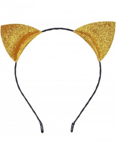 Headbands Christmas Headband Glitter Antlers Cat Ears Holiday Cosplay Party Costume - A - Gold - Cat Ears - CV184ROSHXH $10.34