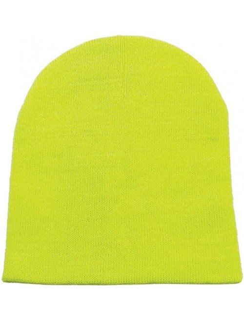 Skullies & Beanies Women/Men Basic Solid Color Warm Knit Ski Snowboarding Beanie Hat - Safety Yellow - CE110FPYWZL $11.39