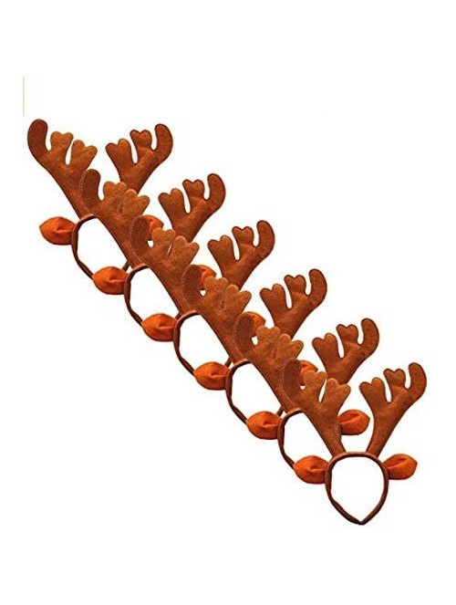 Headbands Christmas Headband Holiday Party Decoration Reindeer Antler Headband Pack of 6 - A-reindeer - CX18H3TWY8H $22.46