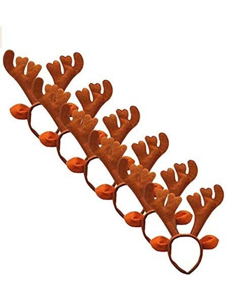 Headbands Christmas Headband Holiday Party Decoration Reindeer Antler Headband Pack of 6 - A-reindeer - CX18H3TWY8H $22.46