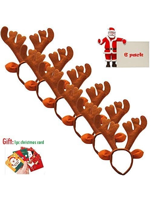 Headbands Christmas Headband Holiday Party Decoration Reindeer Antler Headband Pack of 6 - A-reindeer - CX18H3TWY8H $22.46