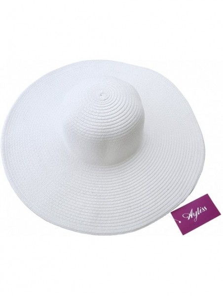 Sun Hats Women Floppy Derby Hat Wide Large Brim Beach Straw Sun Cap - Style 1 White - C511TNP82JV $19.61