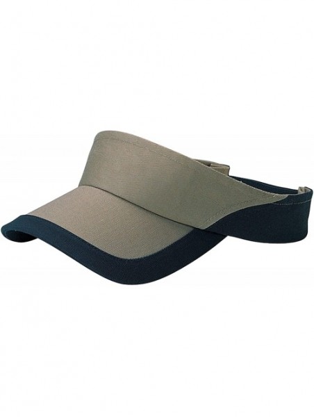 Visors Unisex Deluxe Cotton Twill Cut & Sewn Visor-4030 - Navy/Mocha - CX121FJL50P $10.00