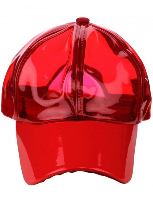 Baseball Caps Womens Transparent Waterproof PVC Rain Baseball Cap - Red - C218R6GR2ER $14.96