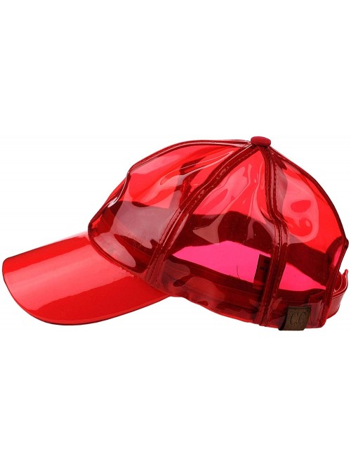 Baseball Caps Womens Transparent Waterproof PVC Rain Baseball Cap - Red - C218R6GR2ER $14.96