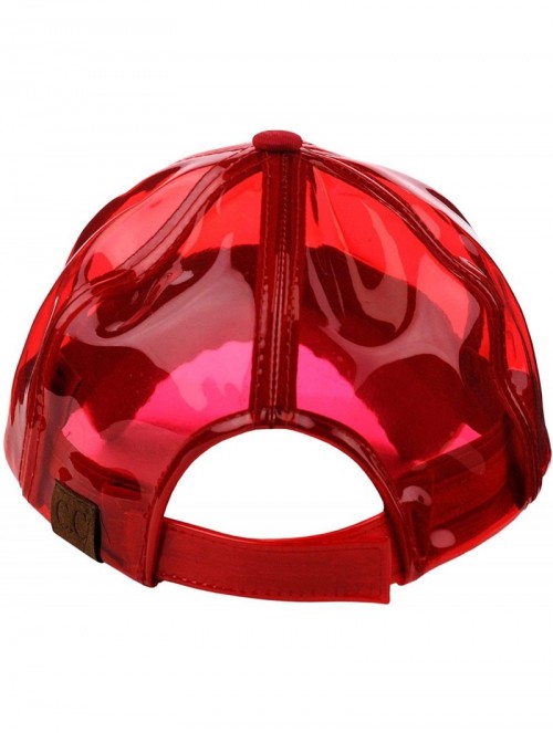 Baseball Caps Womens Transparent Waterproof PVC Rain Baseball Cap - Red - C218R6GR2ER $14.96