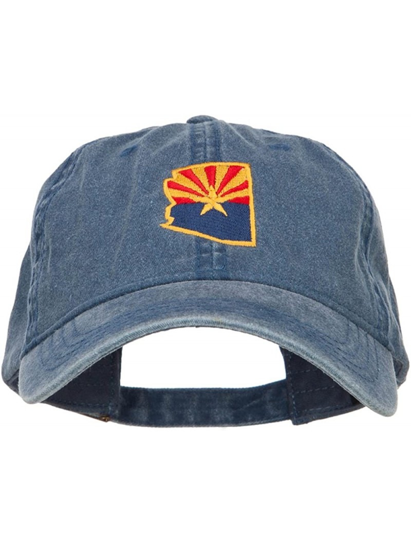 Baseball Caps Arizona State Flag Map Embroidered Washed Cap - Navy - CY184WWWMCT $32.95