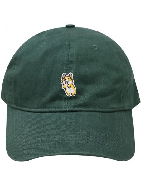 Baseball Caps Cute Welsi Corgi Cotton Baseball Dad Caps - Hunter Green - CH185WHXNRO $16.45