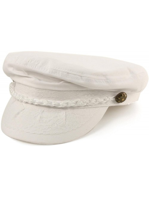 Newsboy Caps Men's Summer Cotton Greek Fisherman Sailor Fiddler Driver Hat Flat Cap - White - C512EU8AQVB $22.78