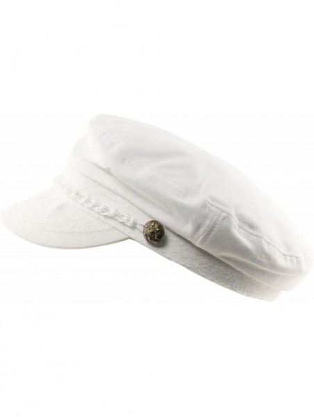 Newsboy Caps Men's Summer Cotton Greek Fisherman Sailor Fiddler Driver Hat Flat Cap - White - C512EU8AQVB $22.78