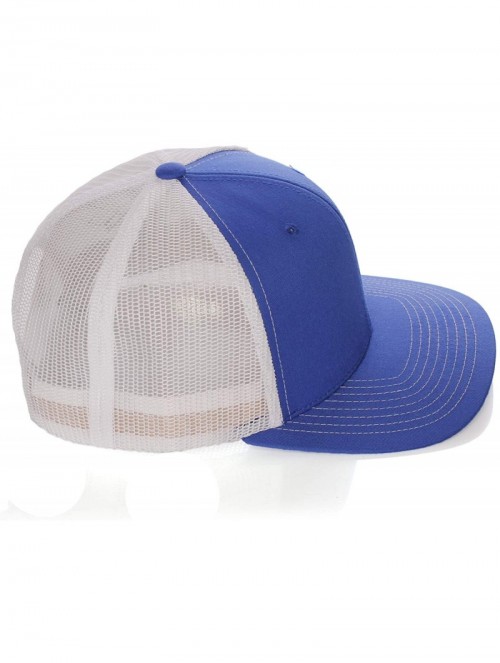 Baseball Caps Structured Trucker Mesh Hat Custom Colors Letter A Initial Baseball Mid Profile - Royal White White Gold - C018...