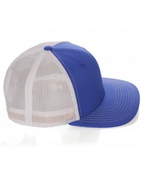 Baseball Caps Structured Trucker Mesh Hat Custom Colors Letter A Initial Baseball Mid Profile - Royal White White Gold - C018...