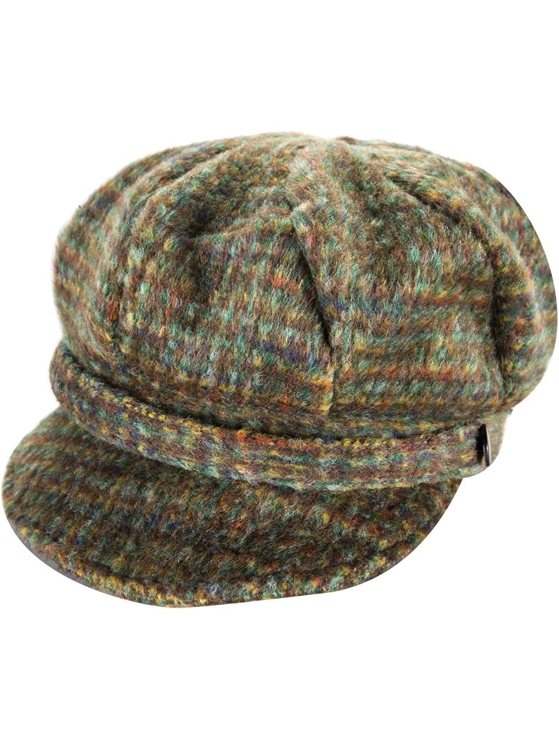 Newsboy Caps Womens Tweed Wool Peaked Newsboy Cap Hat - Green - CG18DHKC8LE $19.79