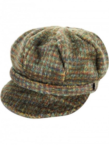 Newsboy Caps Womens Tweed Wool Peaked Newsboy Cap Hat - Green - CG18DHKC8LE $19.79