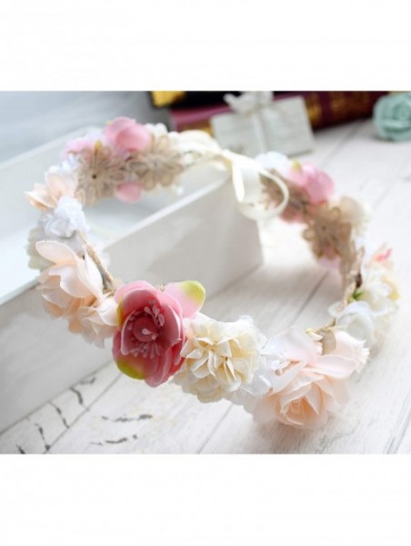 Headbands Adjustable Flower Headband Hair Wreath Floral Garland Crown Halo Headpiece with Ribbon Boho Wedding Festival - 1 - ...