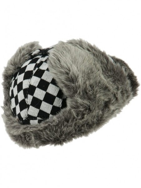 Bomber Hats Jacquard Checkered Trooper Hat - Black - CZ11PN6BEH1 $27.49