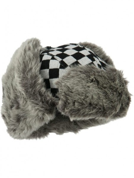 Bomber Hats Jacquard Checkered Trooper Hat - Black - CZ11PN6BEH1 $27.49