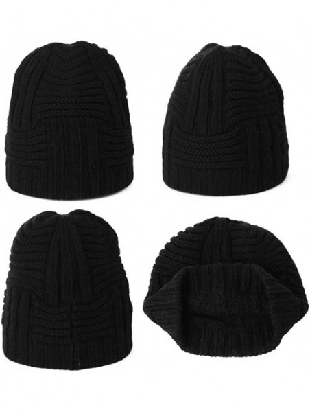 Skullies & Beanies Unisex Thick Wool Knit Baggy Slouchy Beanie Hat Watch Cap for Men Women - 89222_black - C918AQ5XTC8 $17.57