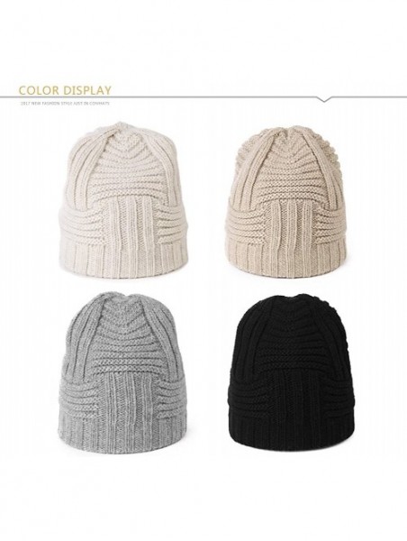 Skullies & Beanies Unisex Thick Wool Knit Baggy Slouchy Beanie Hat Watch Cap for Men Women - 89222_black - C918AQ5XTC8 $17.57