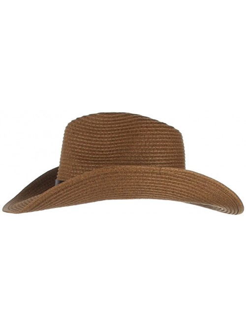 Cowboy Hats Cowboy Hat Western Style Fedora Straw Hat Sun Hat with Chin Strap - Coffee - CW18D8TU9LL $13.36