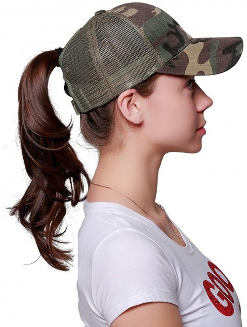 Baseball Caps Ponytail Messy Buns Trucker Ponycaps Plain Baseball Visor Cap Dad Hat - Camouflage Green +Pink - CD18E5GA0HU $1...