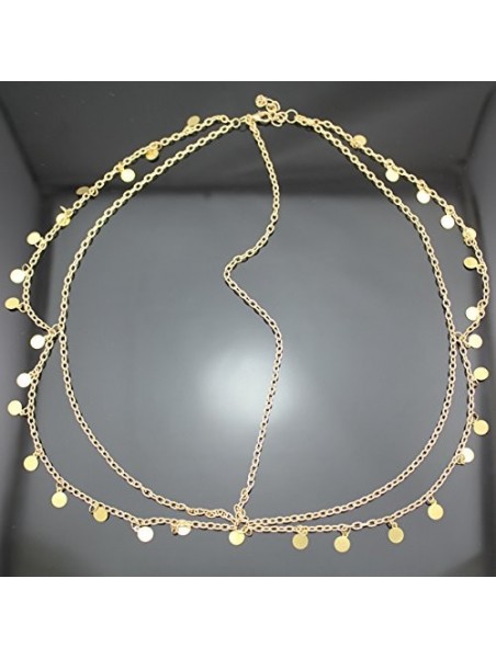 Headbands Grecian Gold Draping Disc Coin Hair Crown Chain Flapper Headband Dress Piece Band Adjustable - C6126JQ8L5V $13.79