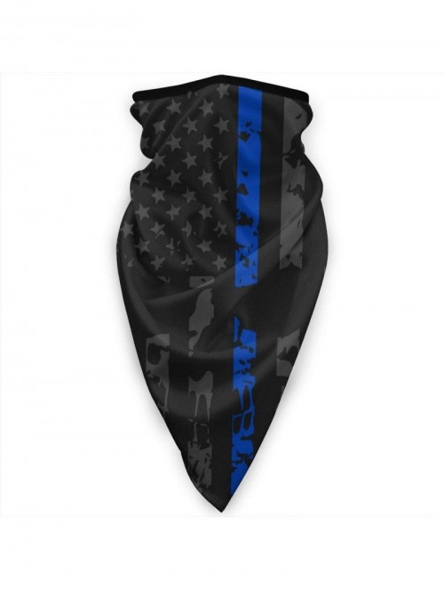 Balaclavas Thin Blue Line Police Distressed Skull Neck Gaiter Warmer Windproof Face Mask Scarf Outdoor Sports Mask - Black - ...