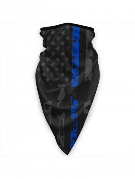 Balaclavas Thin Blue Line Police Distressed Skull Neck Gaiter Warmer Windproof Face Mask Scarf Outdoor Sports Mask - Black - ...