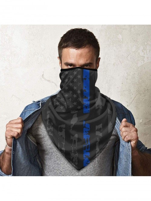 Balaclavas Thin Blue Line Police Distressed Skull Neck Gaiter Warmer Windproof Face Mask Scarf Outdoor Sports Mask - Black - ...